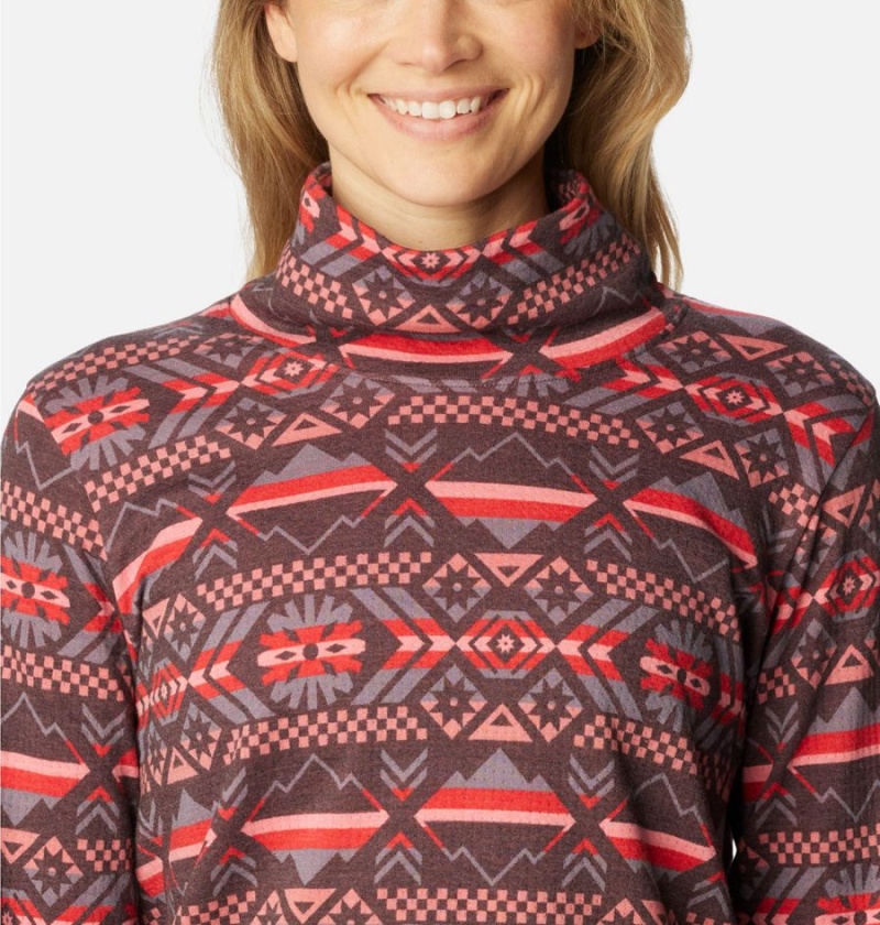 Red Women's Columbia Holly Hideaway Funnel Neck Long Sleeve Pullover | DBPOA-6421