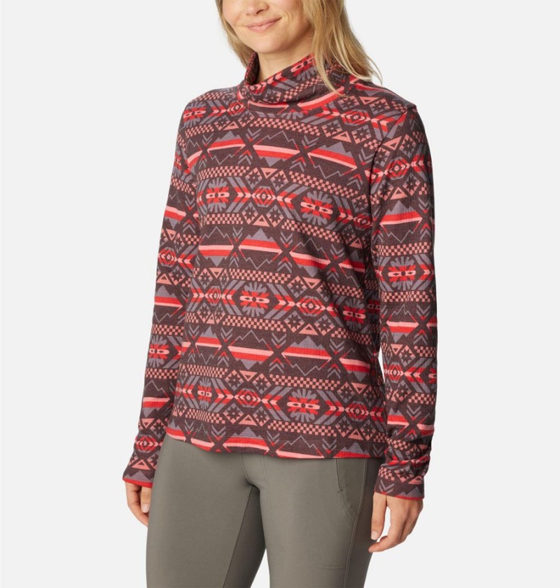 Red Women's Columbia Holly Hideaway Funnel Neck Long Sleeve Pullover | DBPOA-6421