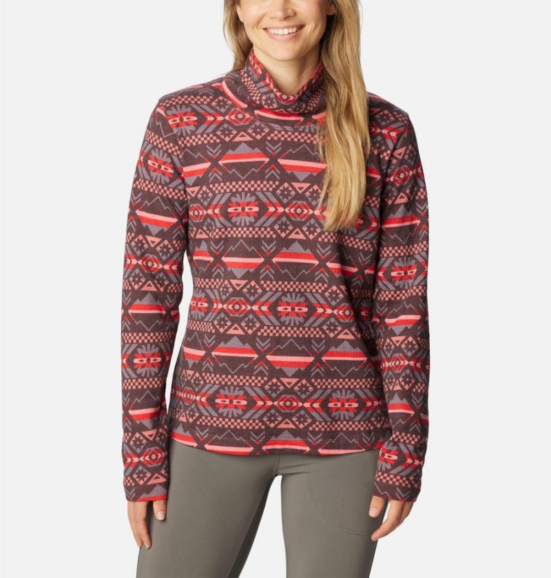 Red Women\'s Columbia Holly Hideaway Funnel Neck Long Sleeve Pullover | DBPOA-6421