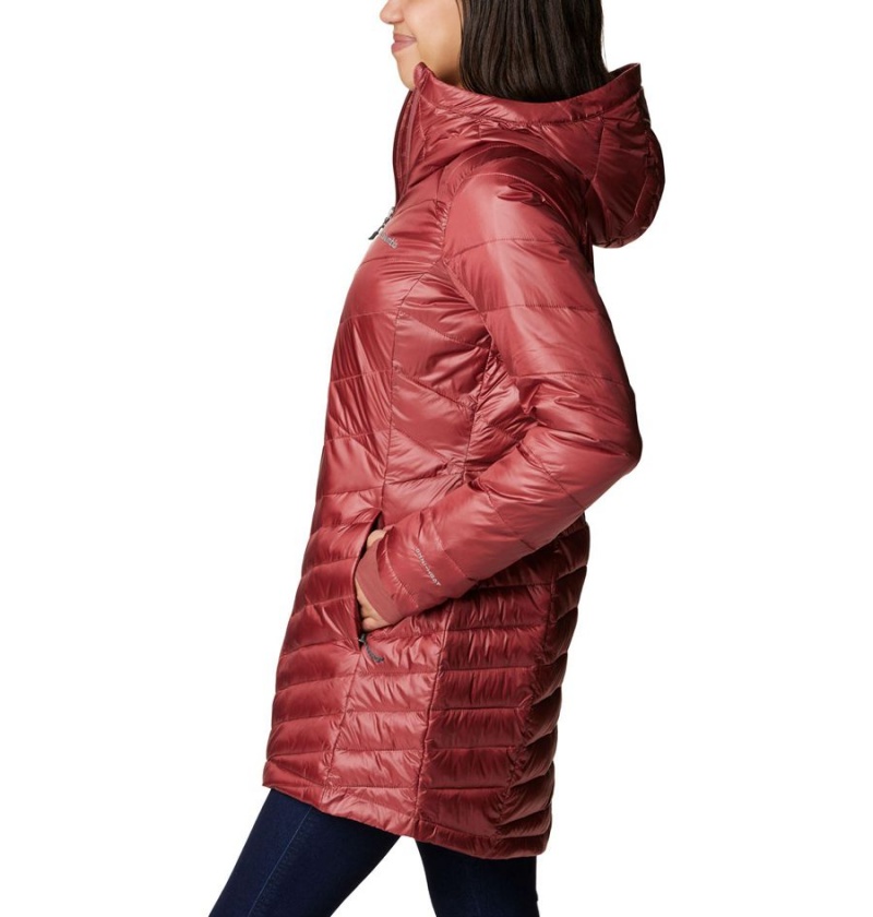 Red Women's Columbia Joy Peak Mid Insulated Hooded Puffer Jacket | MIZOF-8239