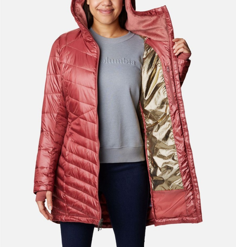 Red Women's Columbia Joy Peak Mid Insulated Hooded Puffer Jacket | MIZOF-8239