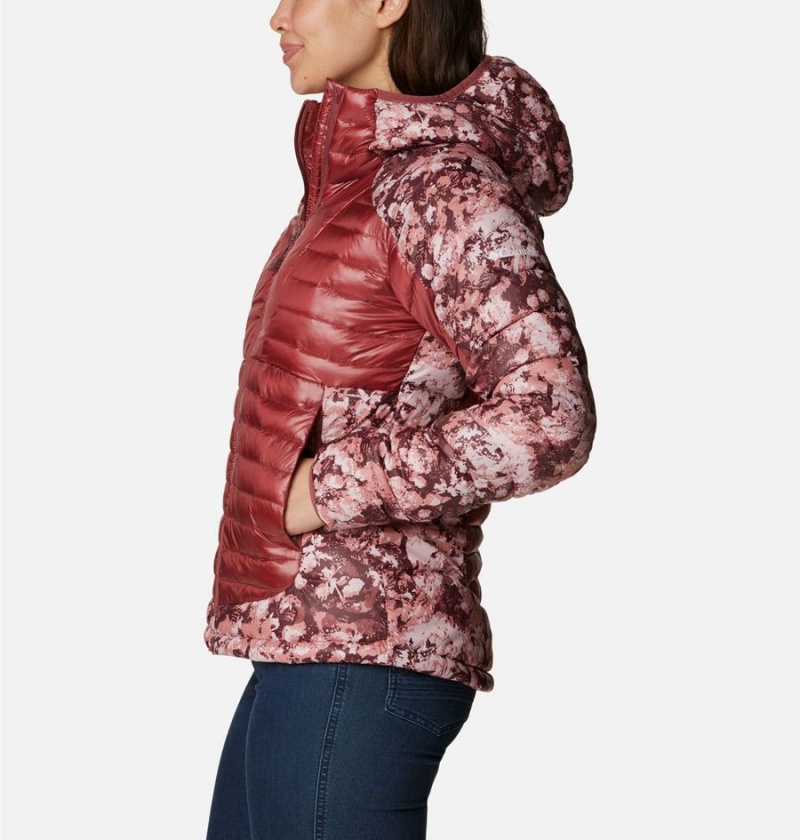 Red Women's Columbia Labyrinth Loop Insulated Hooded Puffer Jacket | VPZJO-1692