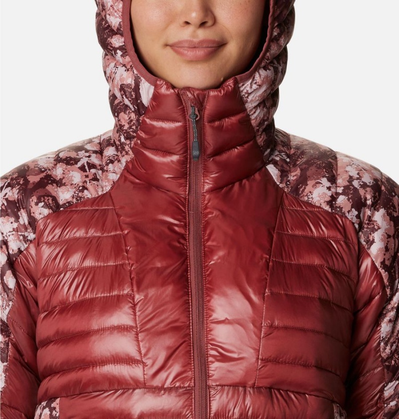 Red Women's Columbia Labyrinth Loop Insulated Hooded Puffer Jacket | VPZJO-1692