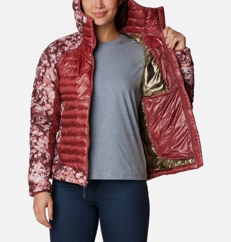 Red Women's Columbia Labyrinth Loop Insulated Hooded Puffer Jacket | VPZJO-1692