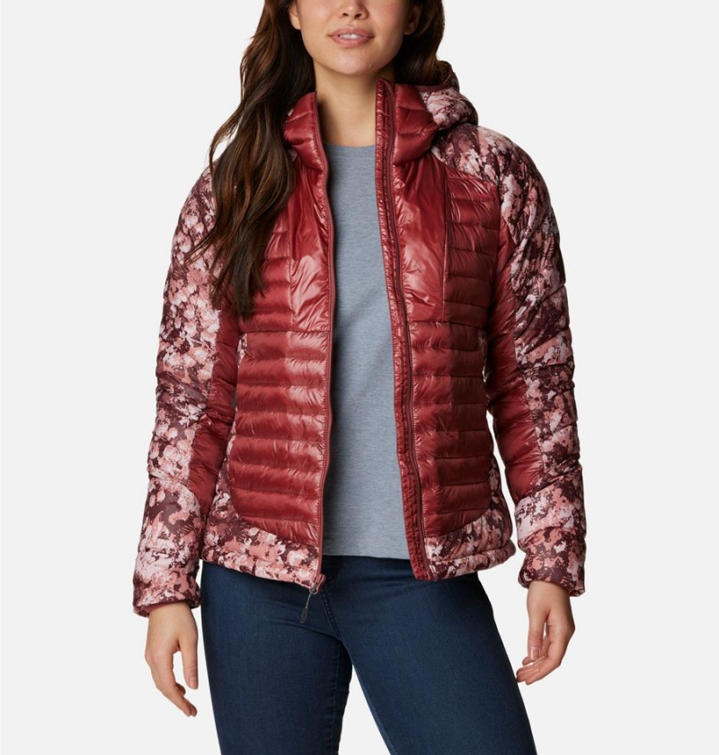 Red Women's Columbia Labyrinth Loop Insulated Hooded Puffer Jacket | VPZJO-1692