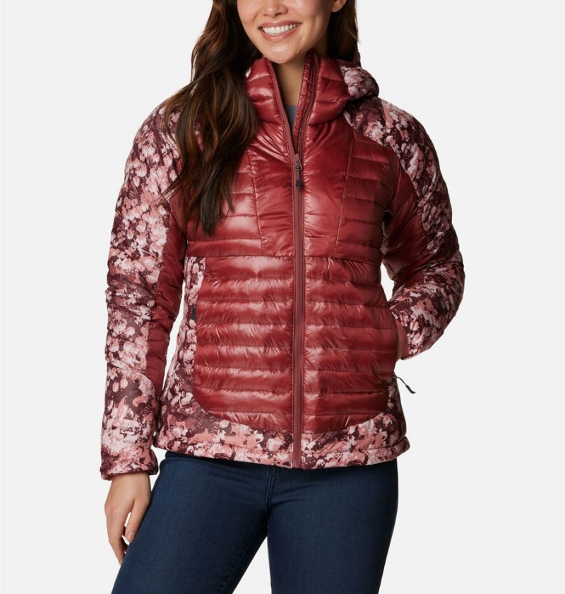 Red Women\'s Columbia Labyrinth Loop Insulated Hooded Puffer Jacket | VPZJO-1692