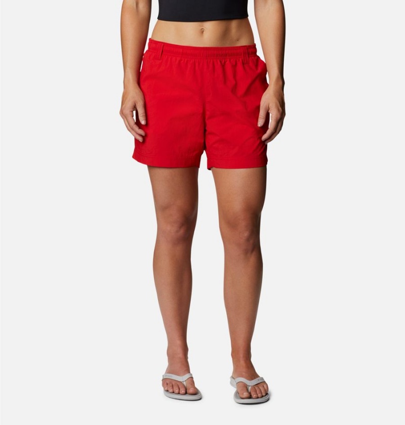 Red Women\'s Columbia PFG Backcast Water Shorts | ERBTW-1492