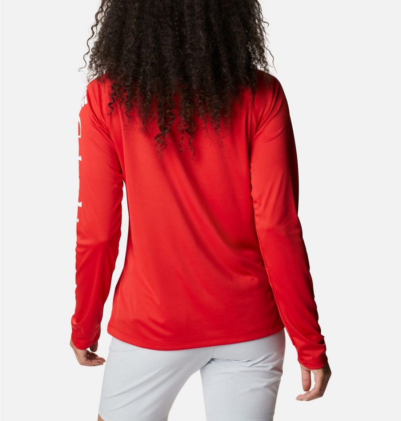 Red Women's Columbia PFG Tidal II Long Sleeve T-Shirt | EIGHB-9687