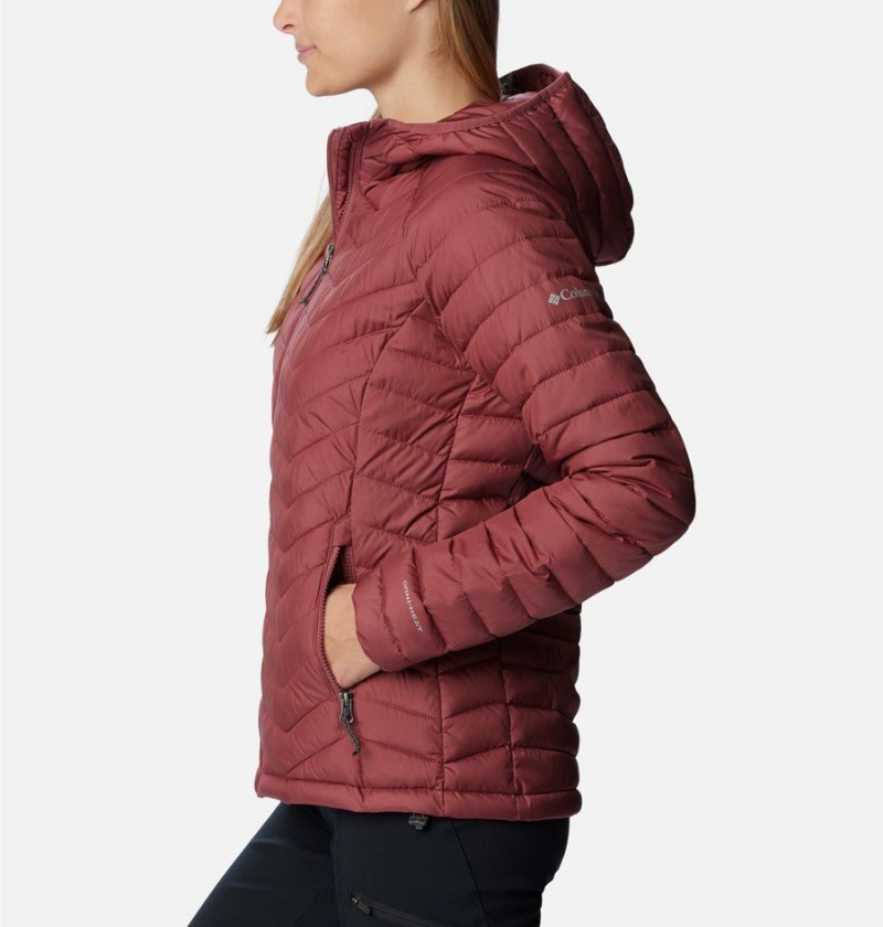 Red Women's Columbia Powder Lite Hooded Puffer Jacket | LFBGY-2489