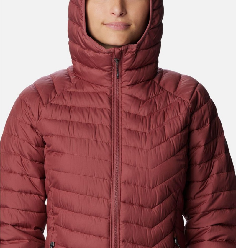 Red Women's Columbia Powder Lite Hooded Puffer Jacket | LFBGY-2489