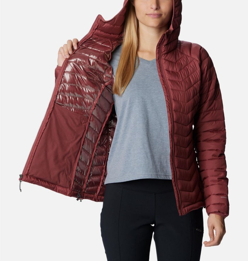 Red Women's Columbia Powder Lite Hooded Puffer Jacket | LFBGY-2489