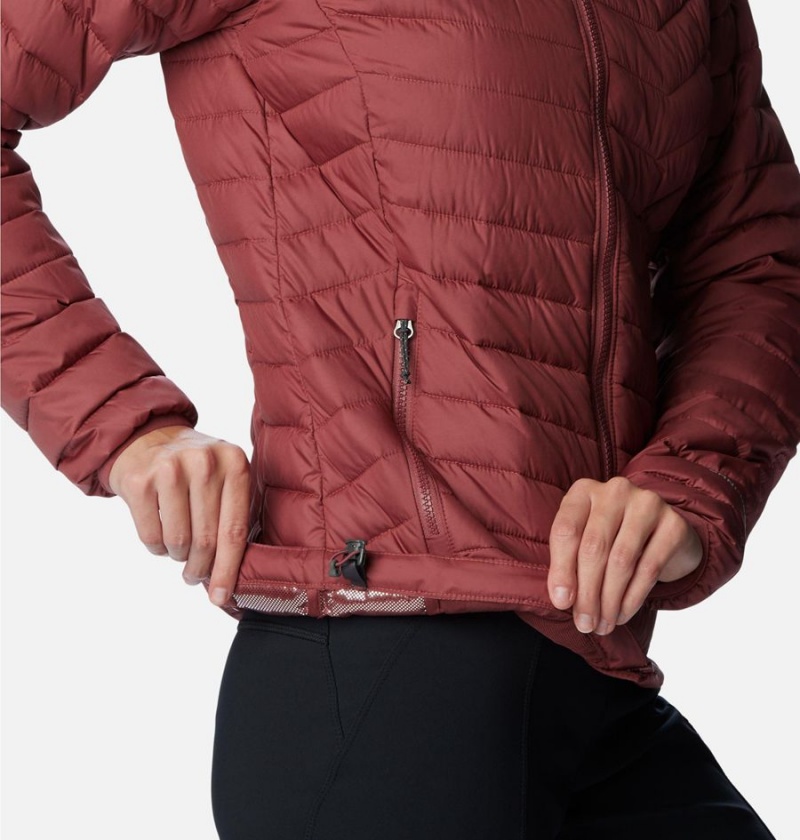 Red Women's Columbia Powder Lite Hooded Puffer Jacket | LFBGY-2489