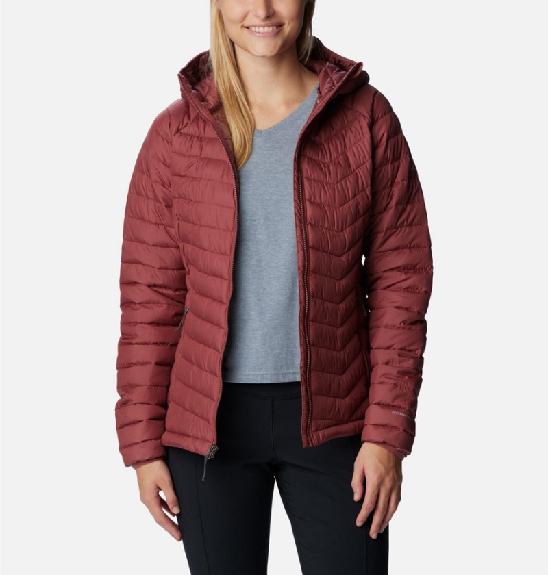 Red Women's Columbia Powder Lite Hooded Puffer Jacket | LFBGY-2489