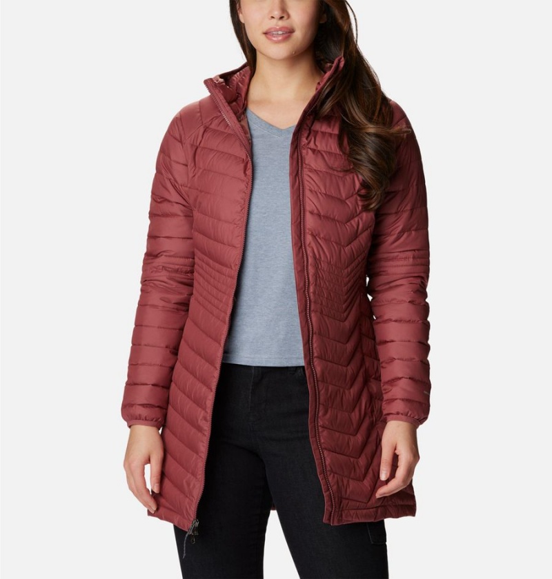 Red Women's Columbia Powder Lite Mid Puffer Jacket | NQORD-0384