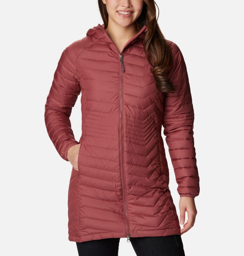 Red Women\'s Columbia Powder Lite Mid Puffer Jacket | NQORD-0384