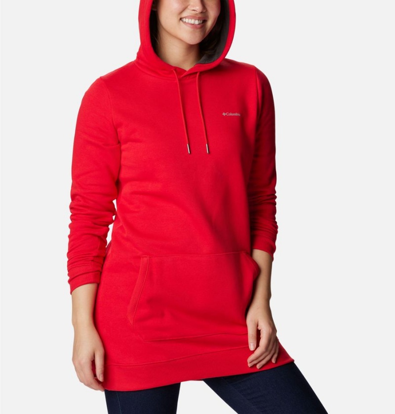 Red Women's Columbia Rush Valley Long Hoodie | YBQFA-1578