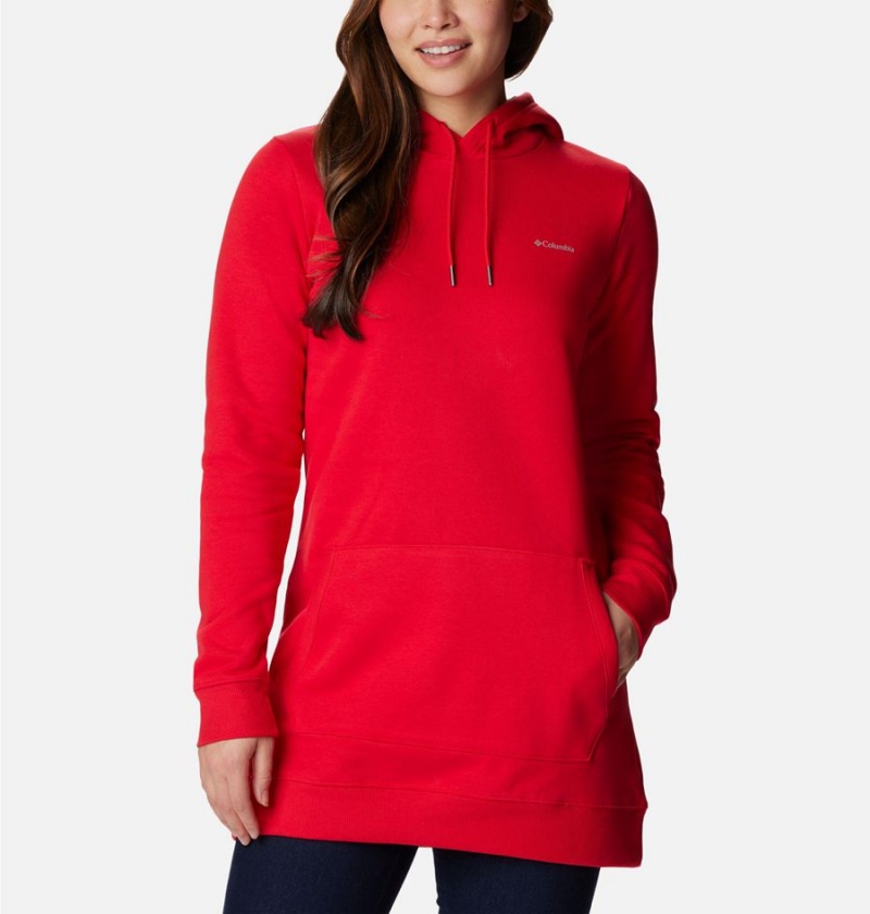 Red Women\'s Columbia Rush Valley Long Hoodie | YBQFA-1578