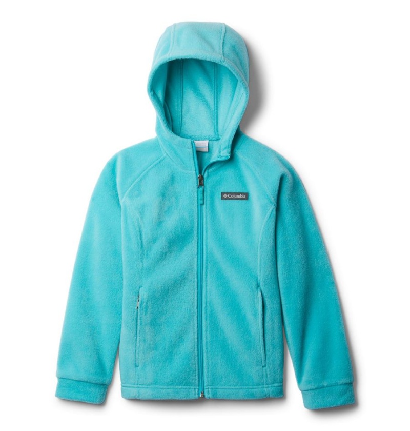 Turquoise Kids\' Columbia Benton Springs II Hooded Fleece Jacket | DOLXM-6214