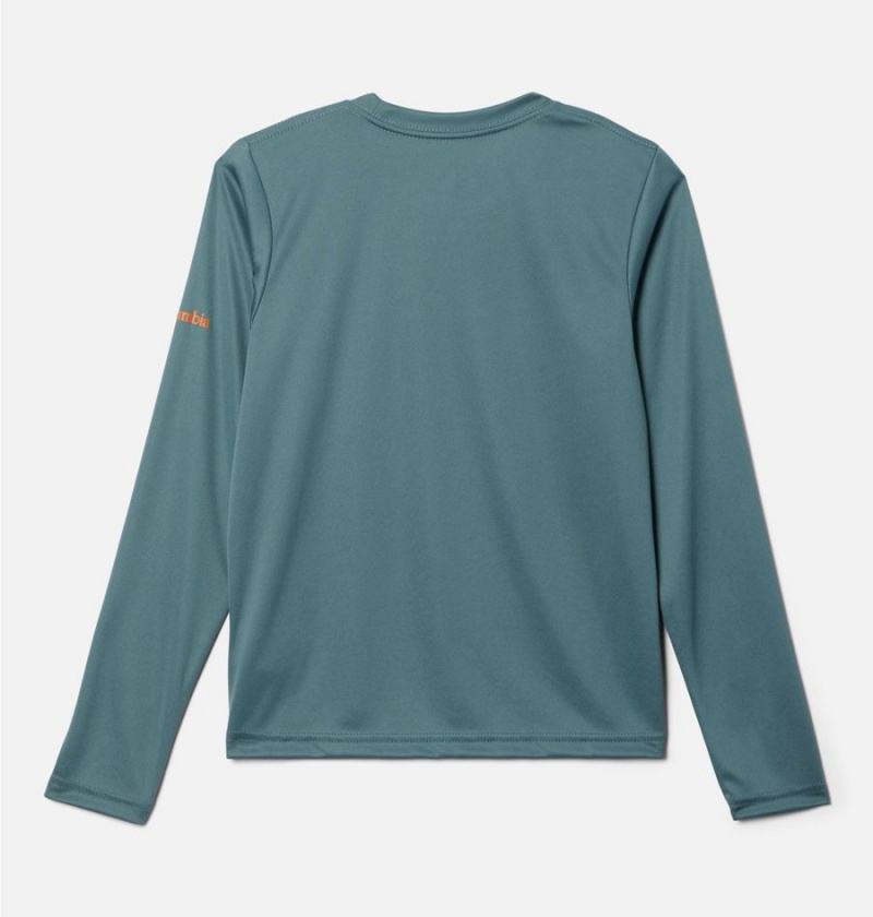 Turquoise Kids' Columbia Grizzly Peak Long Sleeve Graphic T-Shirt | TIDZX-1369