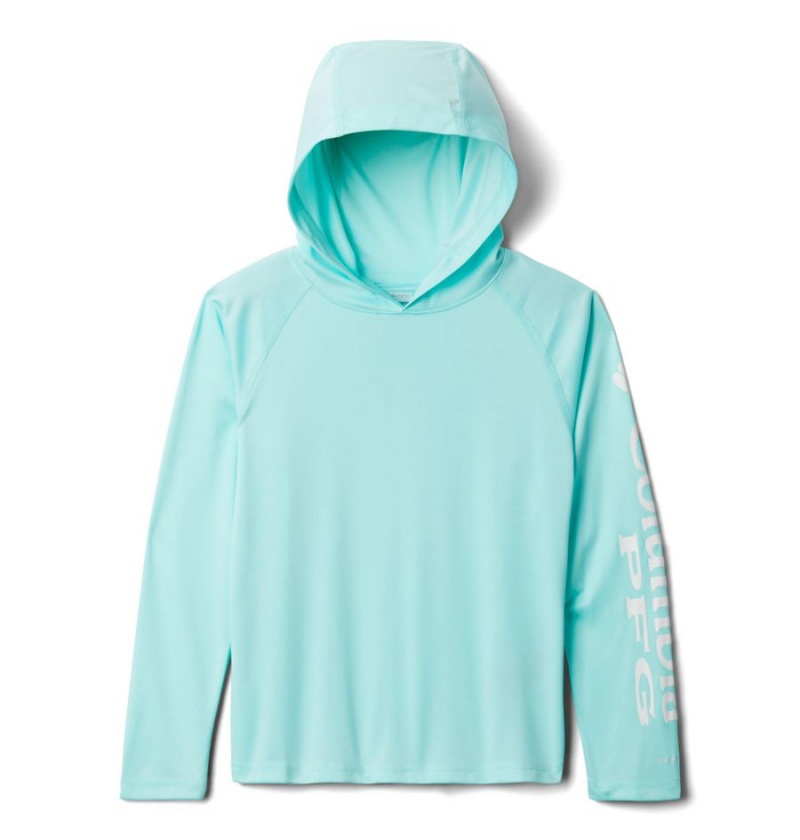 Turquoise Kids\' Columbia PFG Terminal Tackle Hoodie | EHMRY-7093