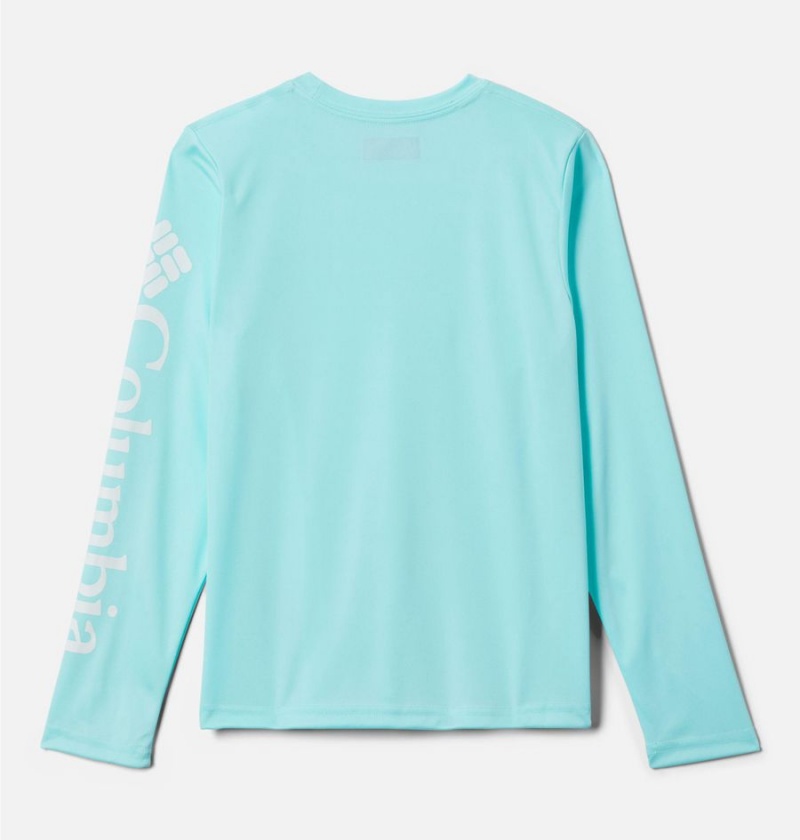 Turquoise Kids' Columbia PFG Terminal Tackle Long Sleeve T-Shirt | UABES-9546