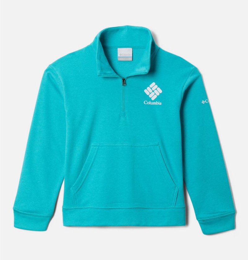 Turquoise Kids\' Columbia Trek French Terry Half Zip Pullover Fleece | AHXUM-6314