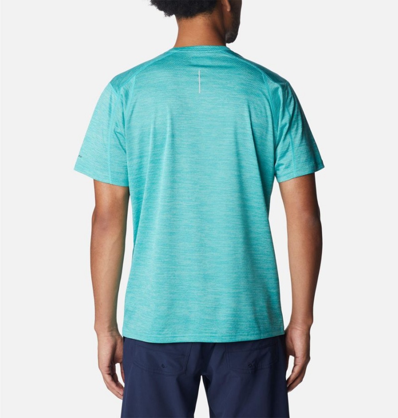 Turquoise Men's Columbia Alpine Chill Zero Short Sleeve Crew T-Shirt | RYAPM-7496