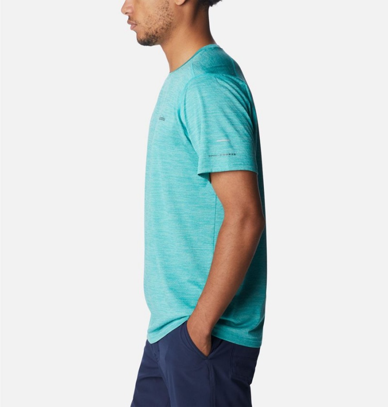 Turquoise Men's Columbia Alpine Chill Zero Short Sleeve Crew T-Shirt | RYAPM-7496