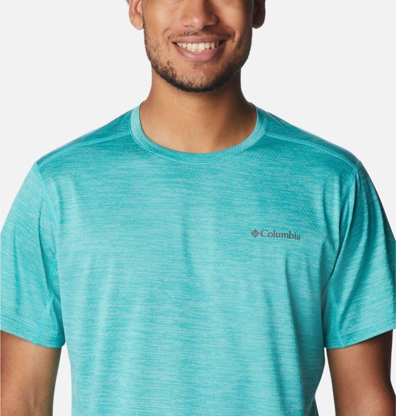 Turquoise Men's Columbia Alpine Chill Zero Short Sleeve Crew T-Shirt | RYAPM-7496