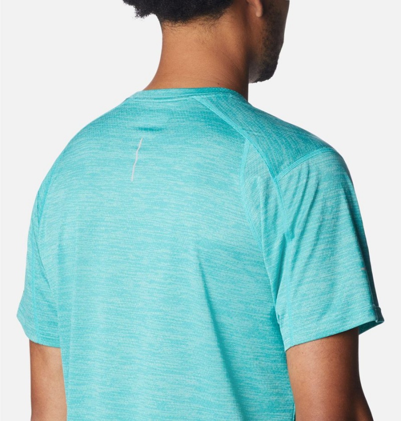 Turquoise Men's Columbia Alpine Chill Zero Short Sleeve Crew T-Shirt | RYAPM-7496