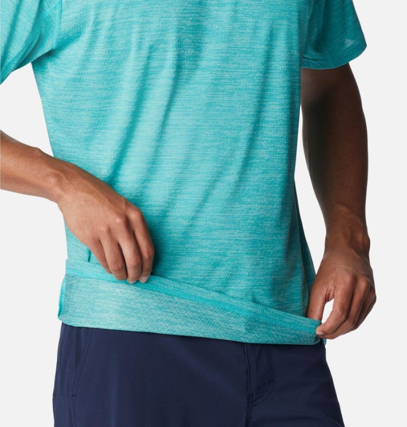 Turquoise Men's Columbia Alpine Chill Zero Short Sleeve Crew T-Shirt | RYAPM-7496