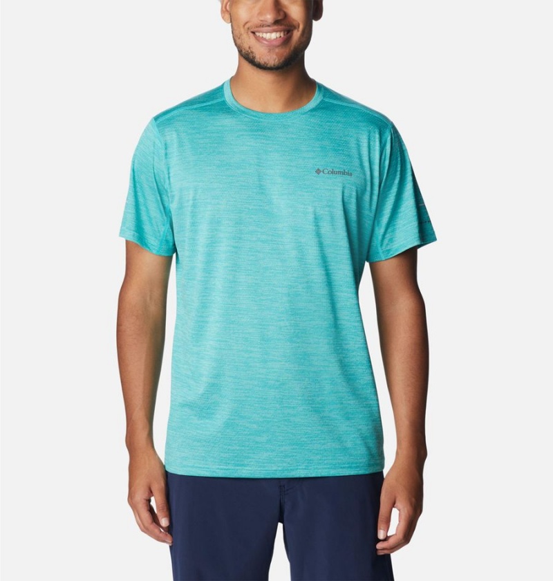 Turquoise Men\'s Columbia Alpine Chill Zero Short Sleeve Crew T-Shirt | RYAPM-7496