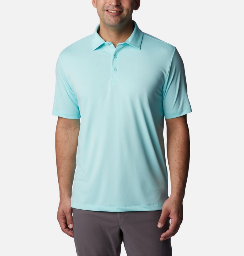 Turquoise Men\'s Columbia Drive Golf Polo Shirt | OSTYG-7981