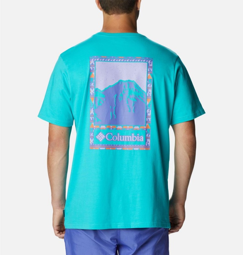 Turquoise Men's Columbia Explorers Canyon Back T-Shirt | NQBJR-1327