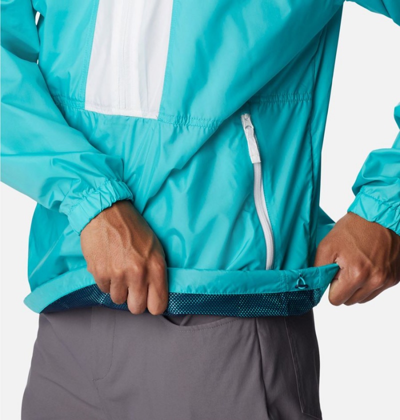 Turquoise Men's Columbia Flash Challenger Anorak Jacket Windbreaker | JNUCA-0295