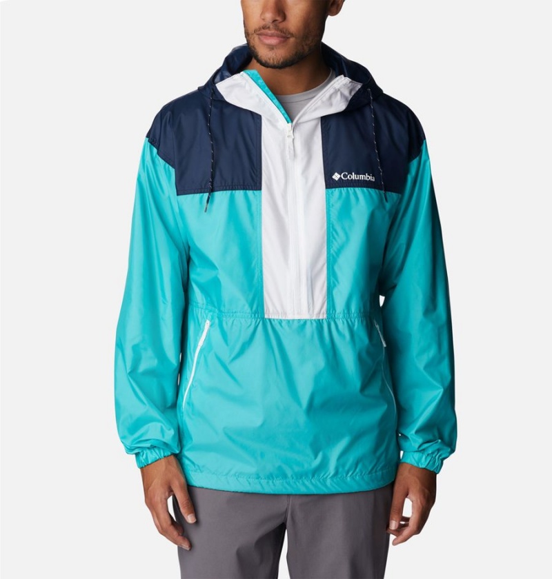 Turquoise Men\'s Columbia Flash Challenger Anorak Jacket Windbreaker | JNUCA-0295