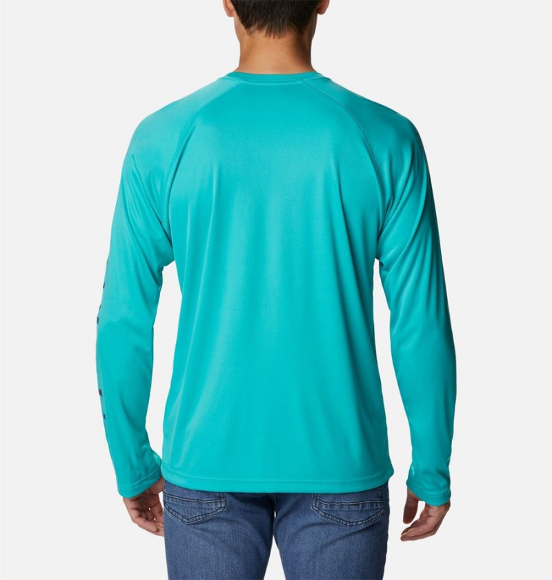 Turquoise Men's Columbia Fork Stream Long Sleeve T-Shirt | ERDTN-2918