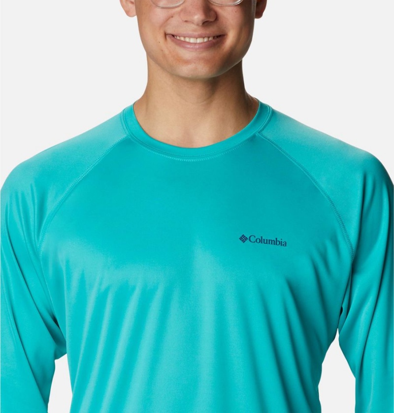 Turquoise Men's Columbia Fork Stream Long Sleeve T-Shirt | ERDTN-2918