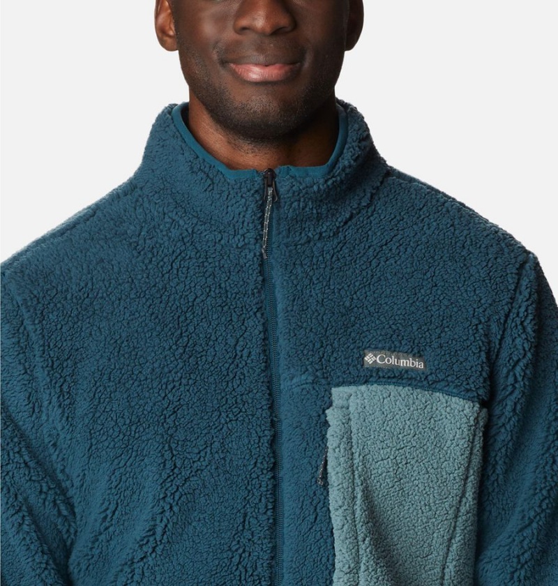 Turquoise Men's Columbia Mountainside Heavyweight Sherpa Fleece Jacket | IBDKP-8216