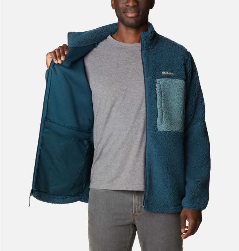 Turquoise Men's Columbia Mountainside Heavyweight Sherpa Fleece Jacket | IBDKP-8216