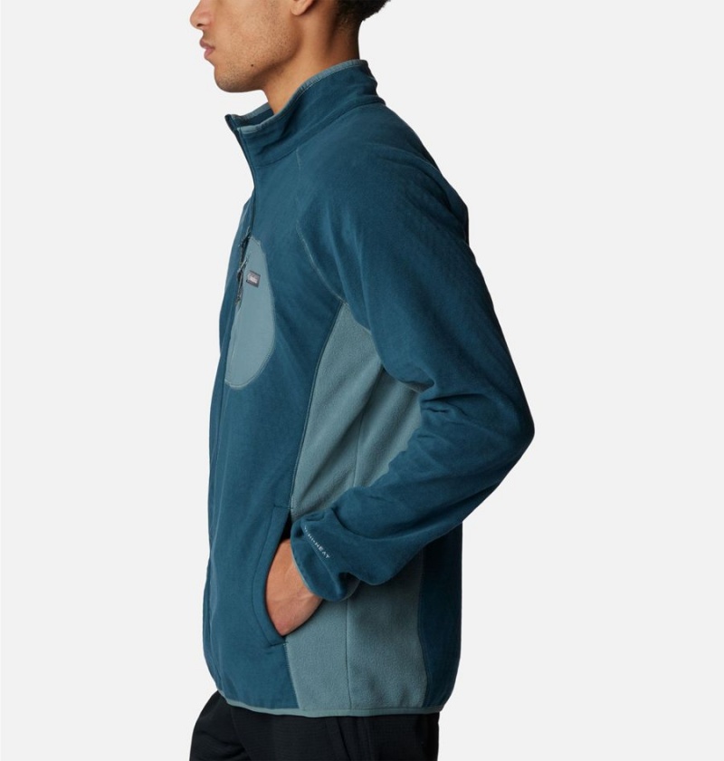 Turquoise Men's Columbia Outdoor Tracks Full Zip Fleece Jacket | DXZHM-5460