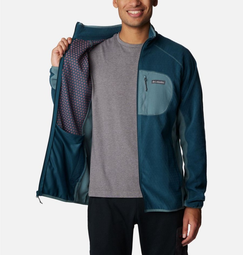 Turquoise Men's Columbia Outdoor Tracks Full Zip Fleece Jacket | DXZHM-5460