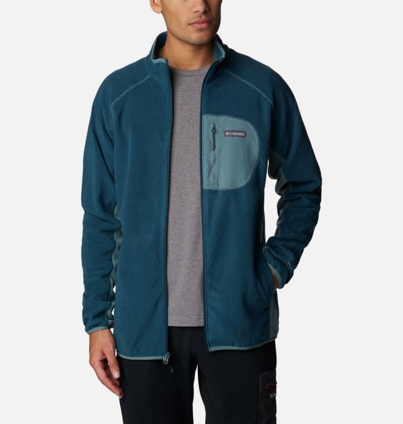 Turquoise Men's Columbia Outdoor Tracks Full Zip Fleece Jacket | DXZHM-5460