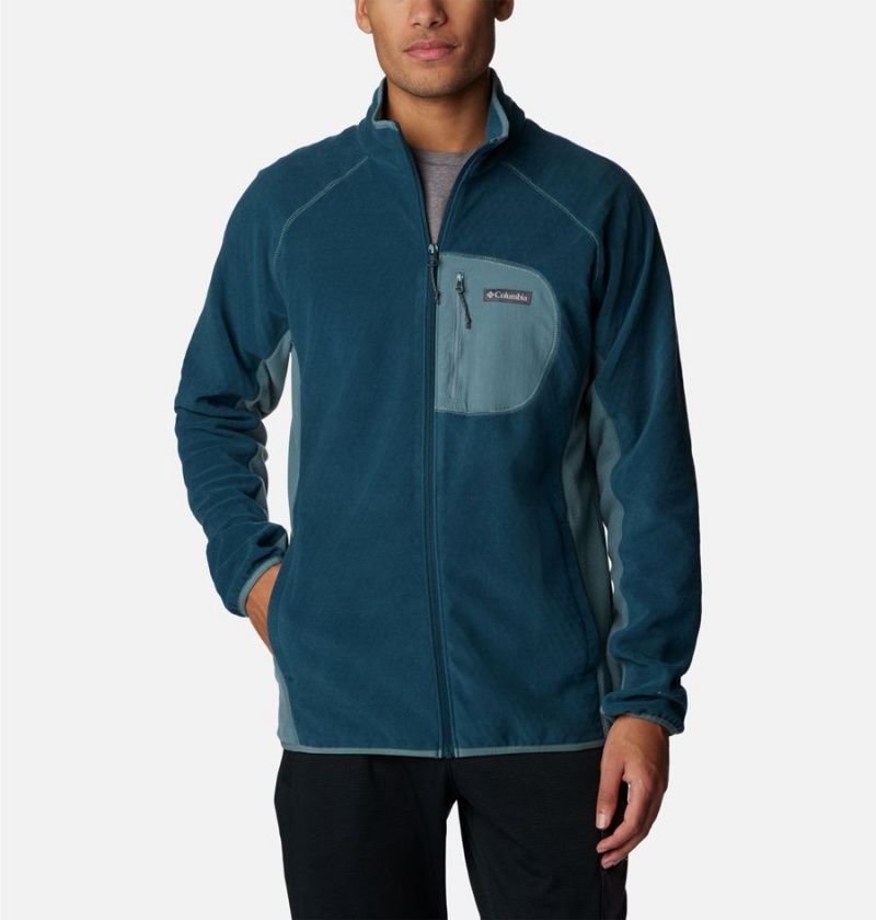 Turquoise Men\'s Columbia Outdoor Tracks Full Zip Fleece Jacket | DXZHM-5460