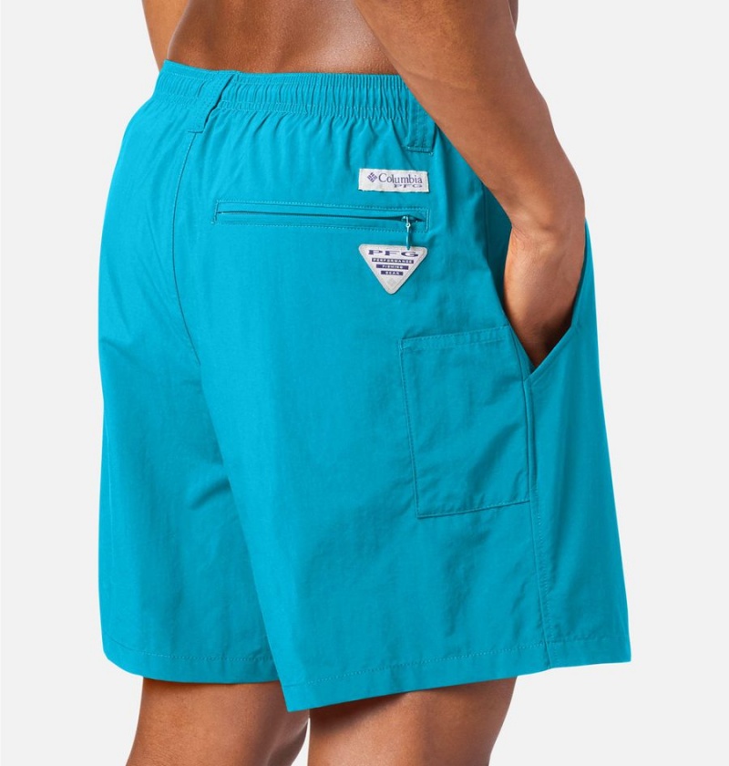 Turquoise Men's Columbia PFG Backcast III Water Shorts | ATPFB-4587