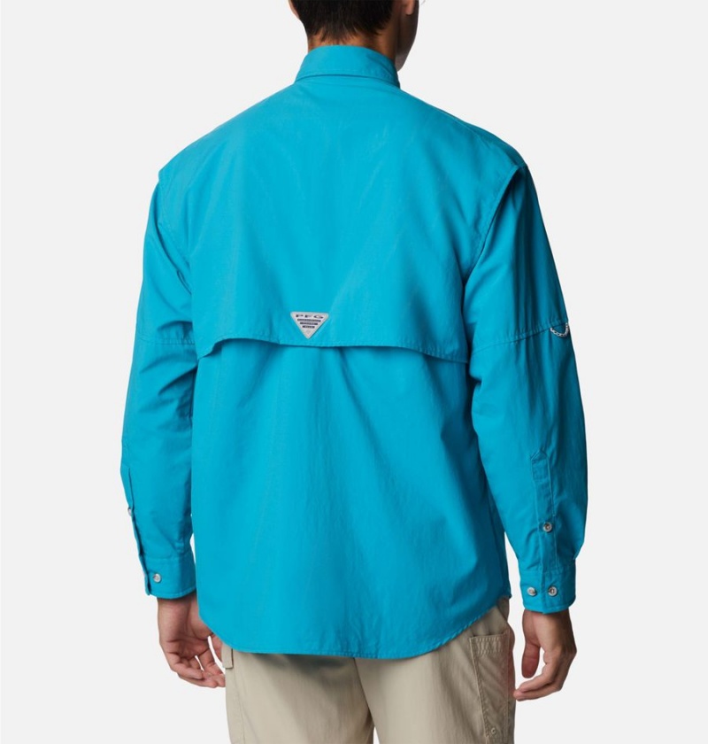 Turquoise Men's Columbia PFG Bahama II Long Sleeve Shirt | EACSD-6759