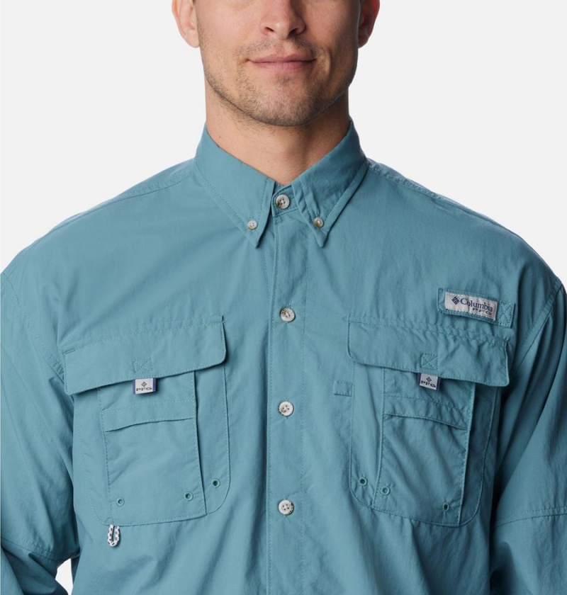 Turquoise Men's Columbia PFG Bahama II Long Sleeve Shirt | ICEGL-6372