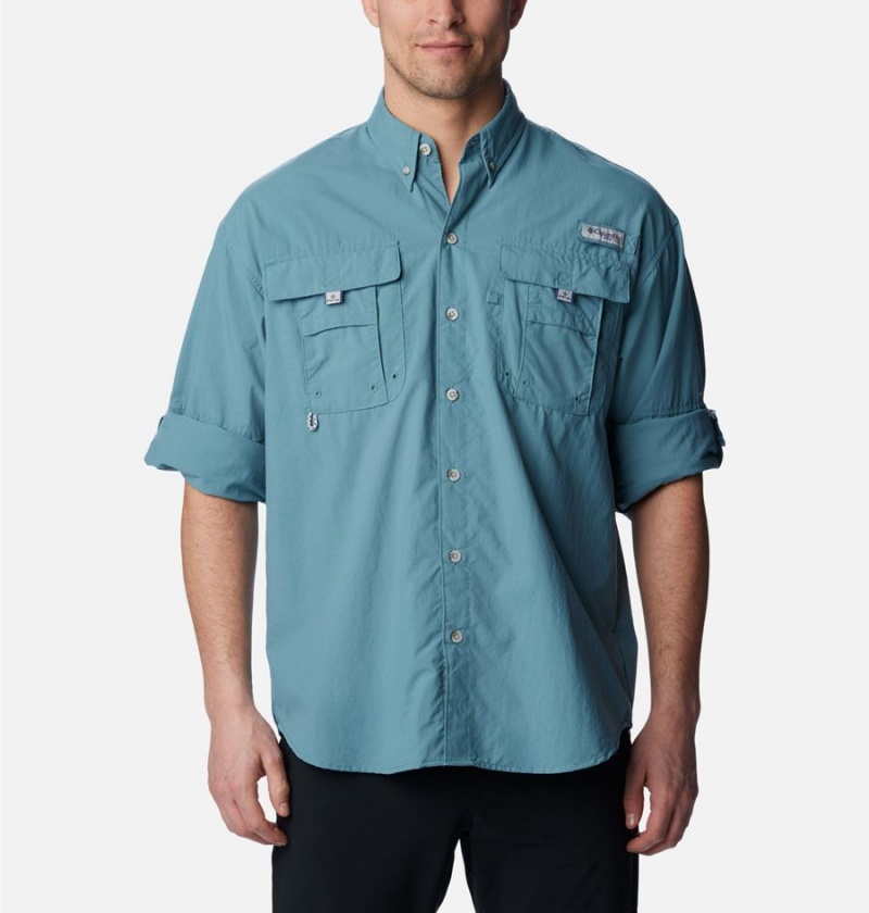 Turquoise Men's Columbia PFG Bahama II Long Sleeve Shirt | ICEGL-6372