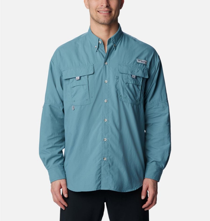 Turquoise Men\'s Columbia PFG Bahama II Long Sleeve Shirt | ICEGL-6372