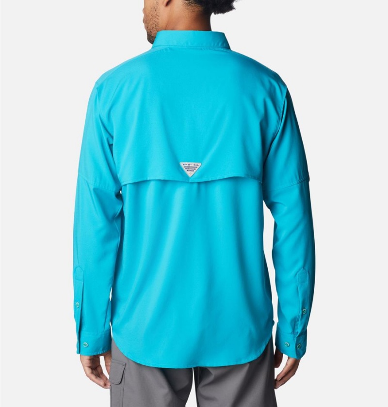 Turquoise Men's Columbia PFG Blood and Guts IV Woven Long Sleeve Shirt | WIFRN-2843